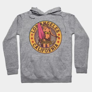 Los Angeles Girl surfing california distressed Hoodie